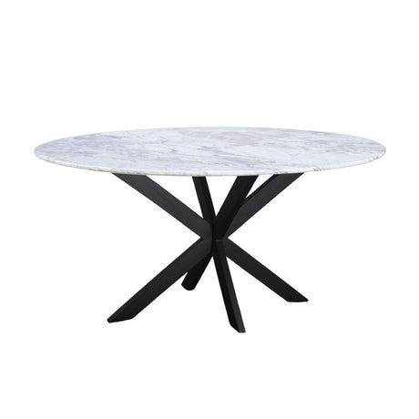 Malibu 70" Oval Dining Table in Satvario White Marble with Black Base from Home Trends & Design - Luna Furniture