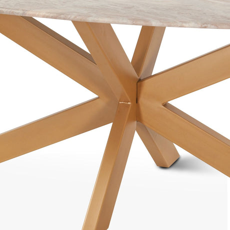 Malibu 70" Oval Dining Table in Sawar Marble with Antique Gold Base from Home Trends & Design - Luna Furniture