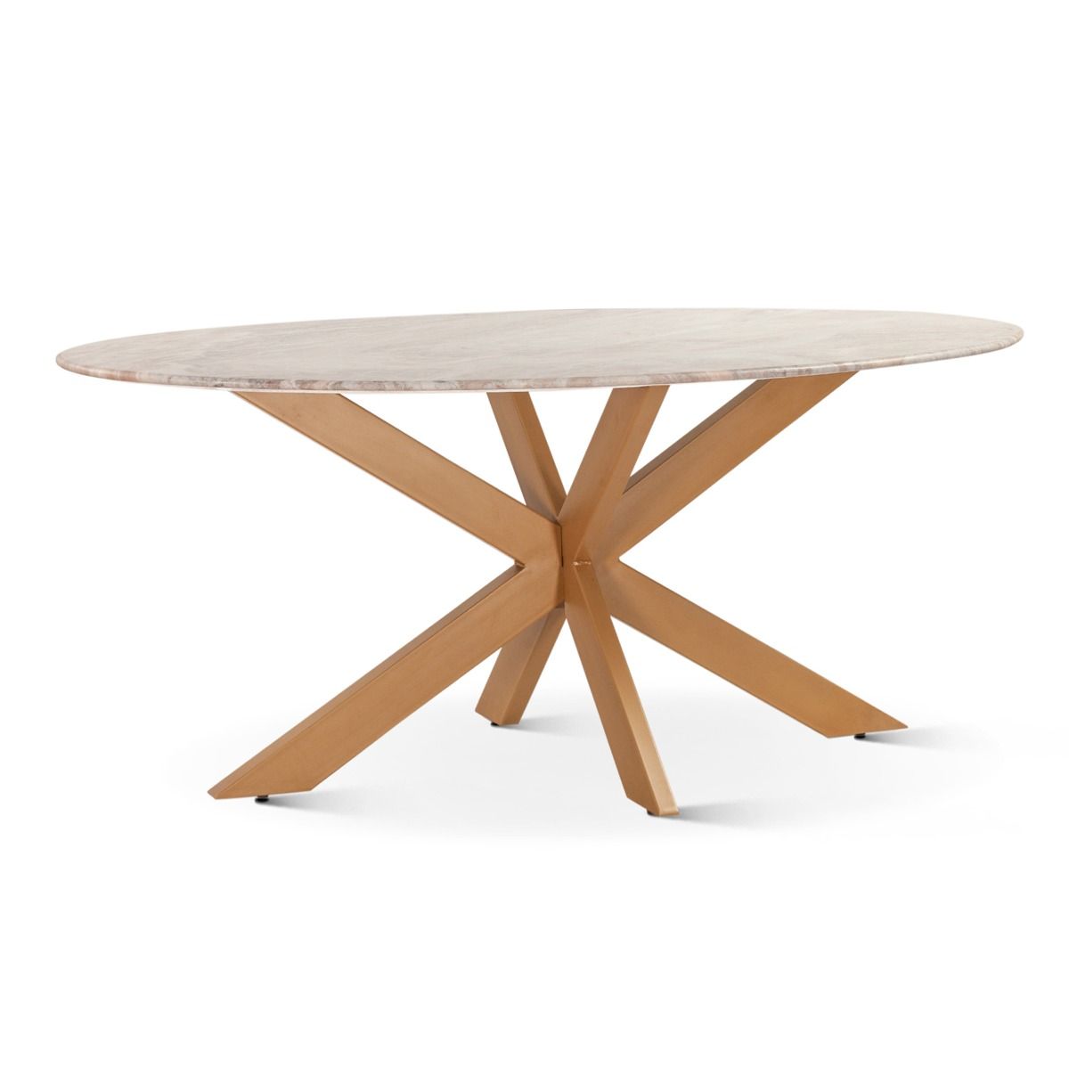 Malibu 70" Oval Dining Table in Sawar Marble with Antique Gold Base from Home Trends & Design - Luna Furniture