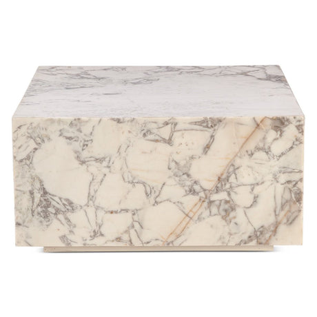 Nile 32" Drum Coffee Table in Alabaster Marble from Home Trends & Design - Luna Furniture