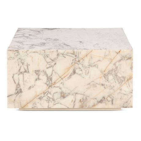 Nile 32" Drum Coffee Table in Alabaster Marble from Home Trends & Design - Luna Furniture
