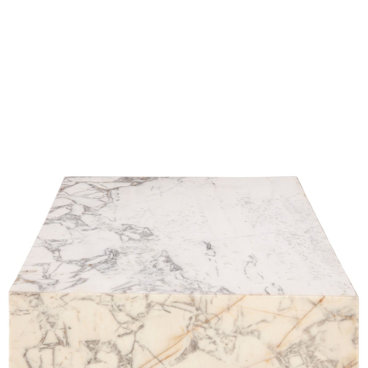 Nile 32" Drum Coffee Table in Alabaster Marble from Home Trends & Design - Luna Furniture