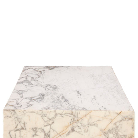 Nile 32" Drum Coffee Table in Alabaster Marble from Home Trends & Design - Luna Furniture