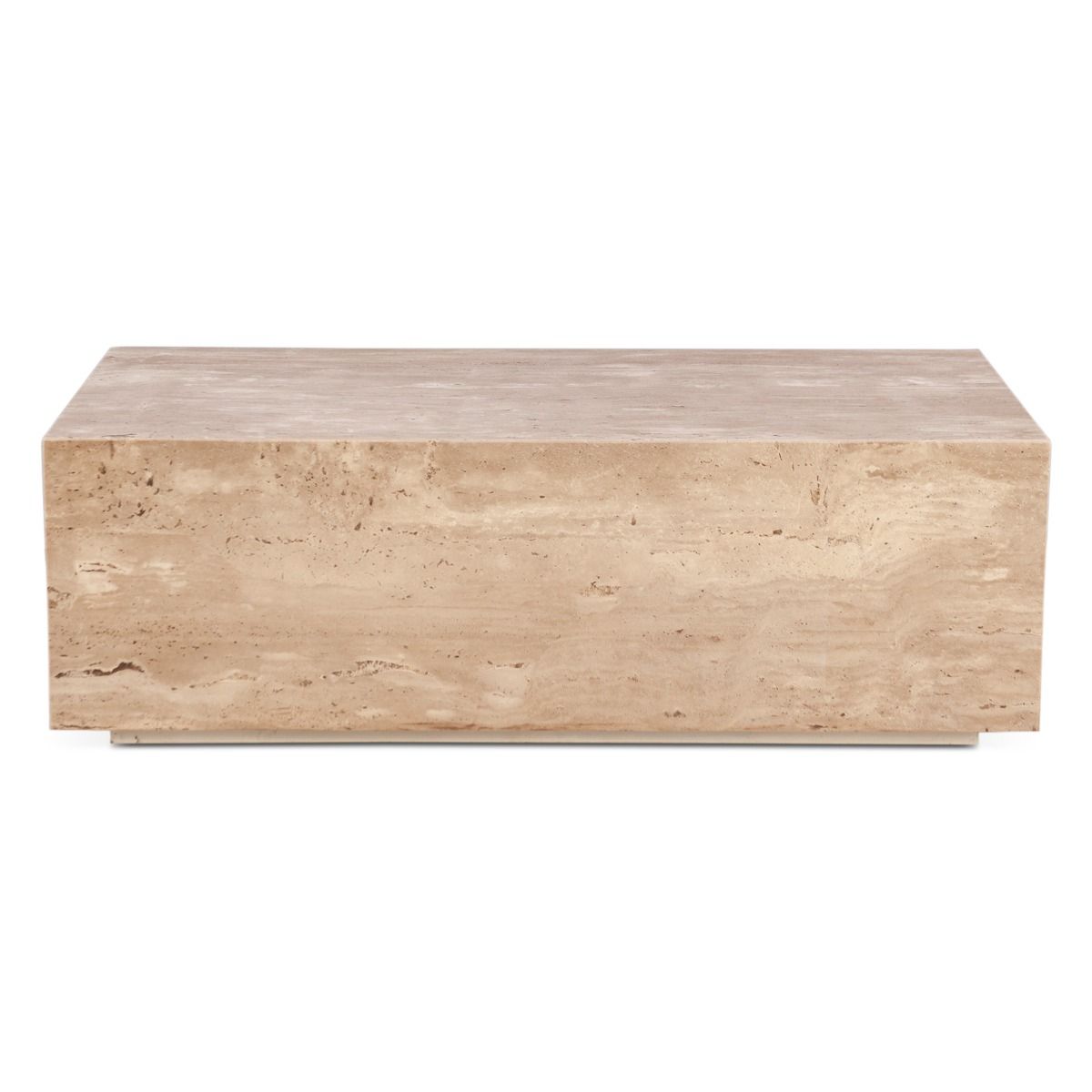 Nile 50" Drum Coffee Table in Travertine Stone from Home Trends & Design - Luna Furniture