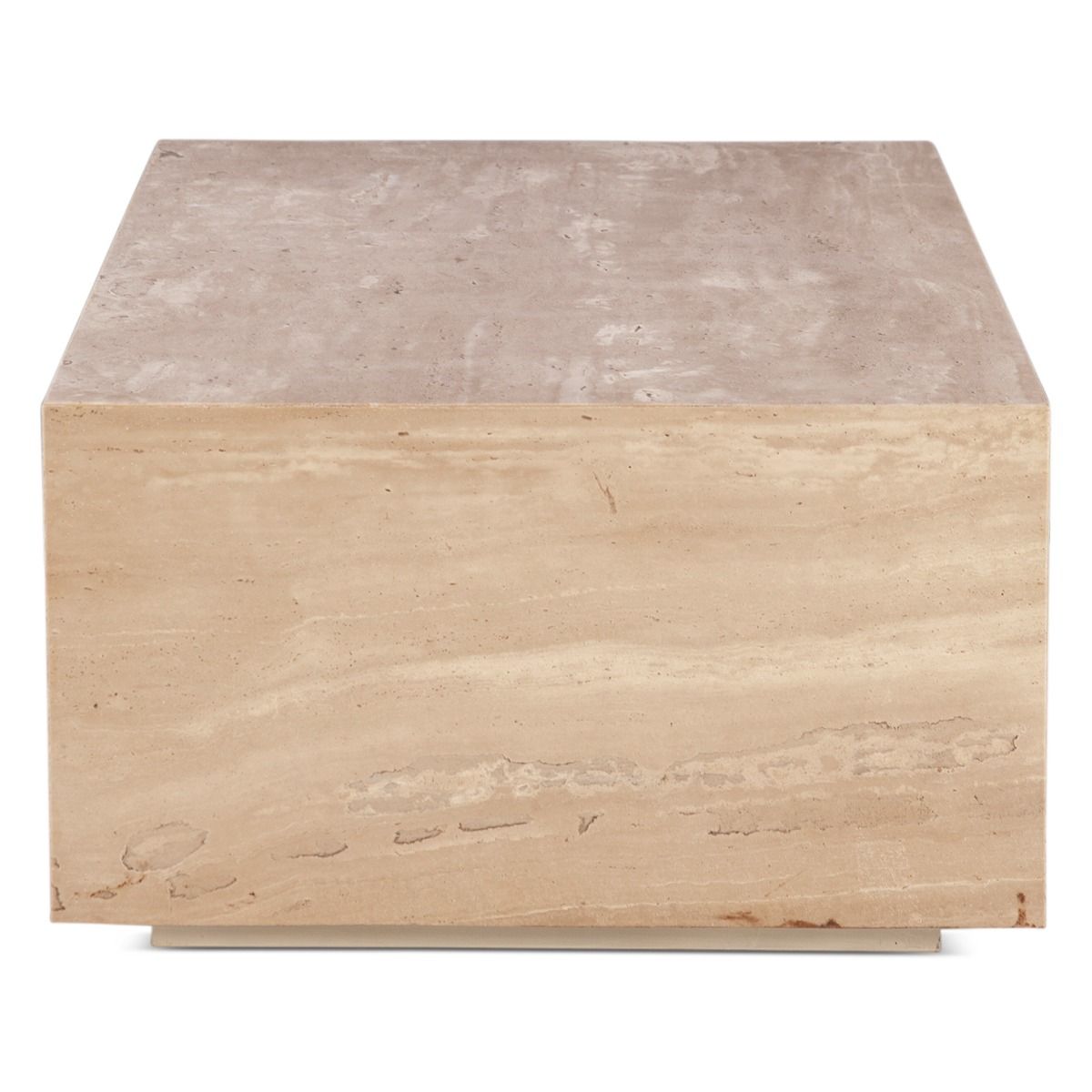 Nile 50" Drum Coffee Table in Travertine Stone from Home Trends & Design - Luna Furniture