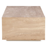 Nile 50" Drum Coffee Table in Travertine Stone from Home Trends & Design - Luna Furniture