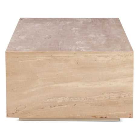 Nile 50" Drum Coffee Table in Travertine Stone from Home Trends & Design - Luna Furniture