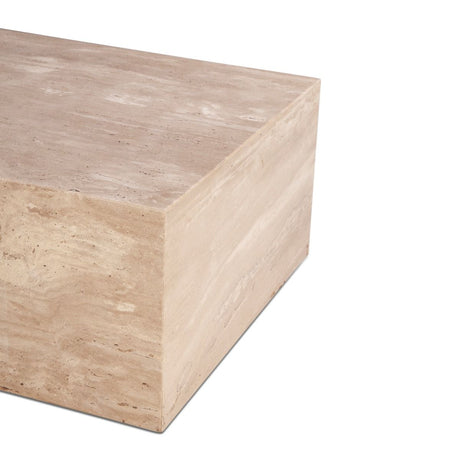 Nile 50" Drum Coffee Table in Travertine Stone from Home Trends & Design - Luna Furniture