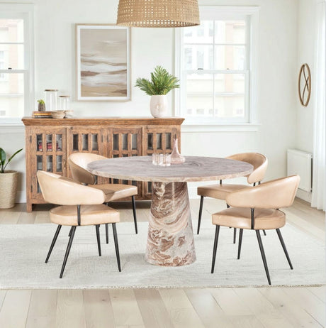 Nile 48" Round Dining Table in Brown Toronto Marble from Home Trends & Design - Luna Furniture