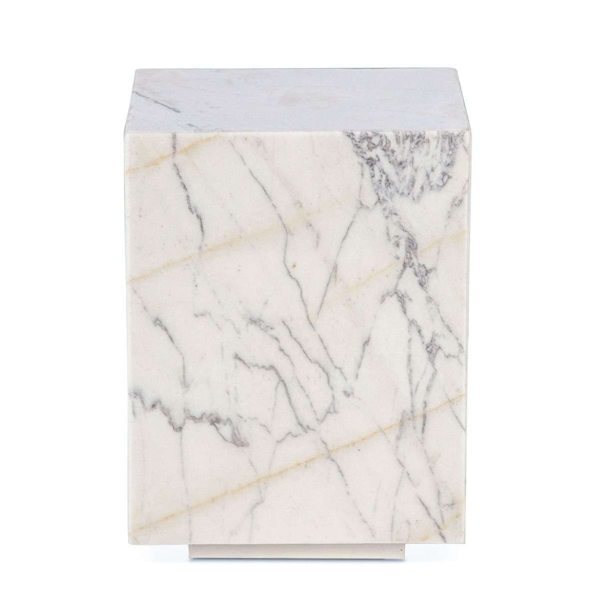 Nile 15" Drum Side Table in Alabaster Marble from Home Trends & Design - Luna Furniture
