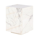 Nile 15" Drum Side Table in Alabaster Marble from Home Trends & Design - Luna Furniture