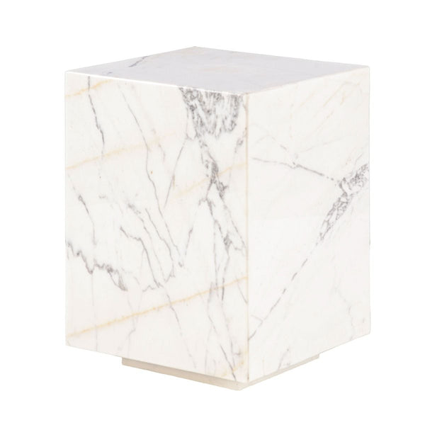 Nile 15" Drum Side Table in Alabaster Marble