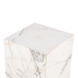Nile 15" Drum Side Table in Alabaster Marble from Home Trends & Design - Luna Furniture