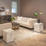 Nile 15" Drum Side Table in Alabaster Marble from Home Trends & Design - Luna Furniture