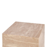 Nile 18" Drum Side Table in Travertine Stone from Home Trends & Design - Luna Furniture