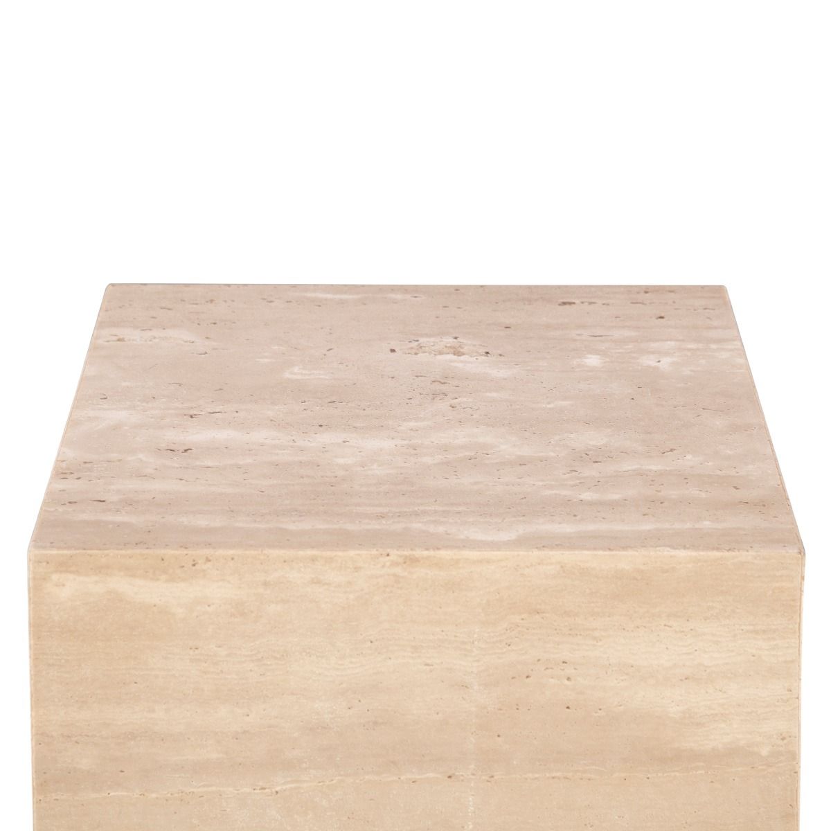 Nile 18" Drum Side Table in Travertine Stone from Home Trends & Design - Luna Furniture