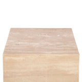 Nile 18" Drum Side Table in Travertine Stone from Home Trends & Design - Luna Furniture