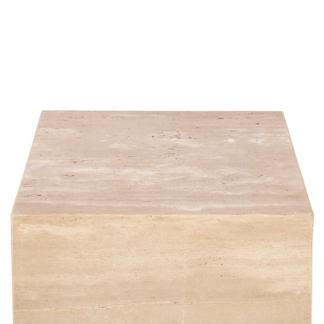 Nile 18" Drum Side Table in Travertine Stone from Home Trends & Design - Luna Furniture