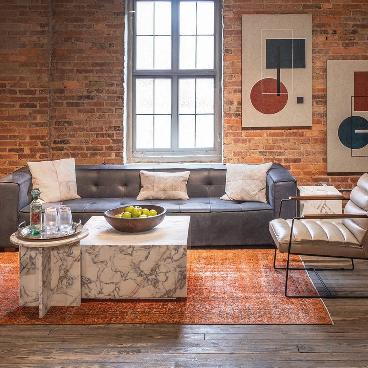 Nile 20" Side Table in Alabaster Marble from Home Trends & Design - Luna Furniture