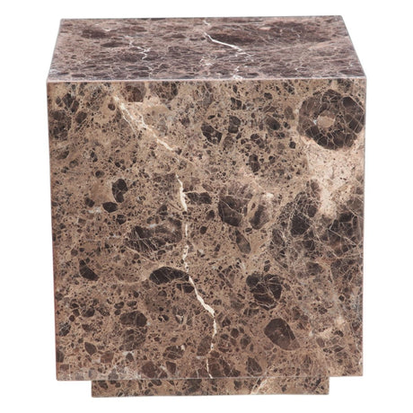 Nile 22" Drum Side Table in Dark Emperador Marble from Home Trends & Design - Luna Furniture