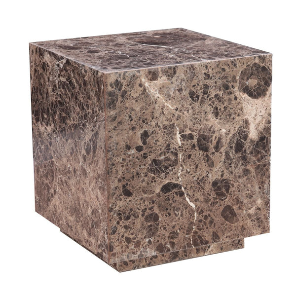 Nile 22" Drum Side Table in Dark Emperador Marble