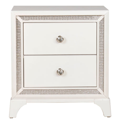 Cassie Illuminating Glam Nightstand, Shimmering Pearl Finish from Steve Silver - Luna Furniture