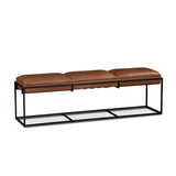 New York 62" Bench in Cognac Leather and Iron from Home Trends & Design - Luna Furniture