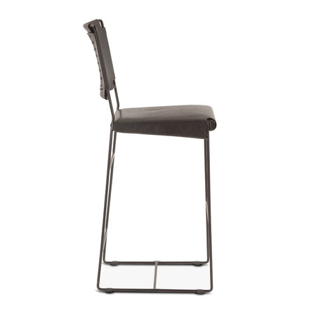 New York 18" Counter Chair in Black Leather and Iron from Home Trends & Design - Luna Furniture