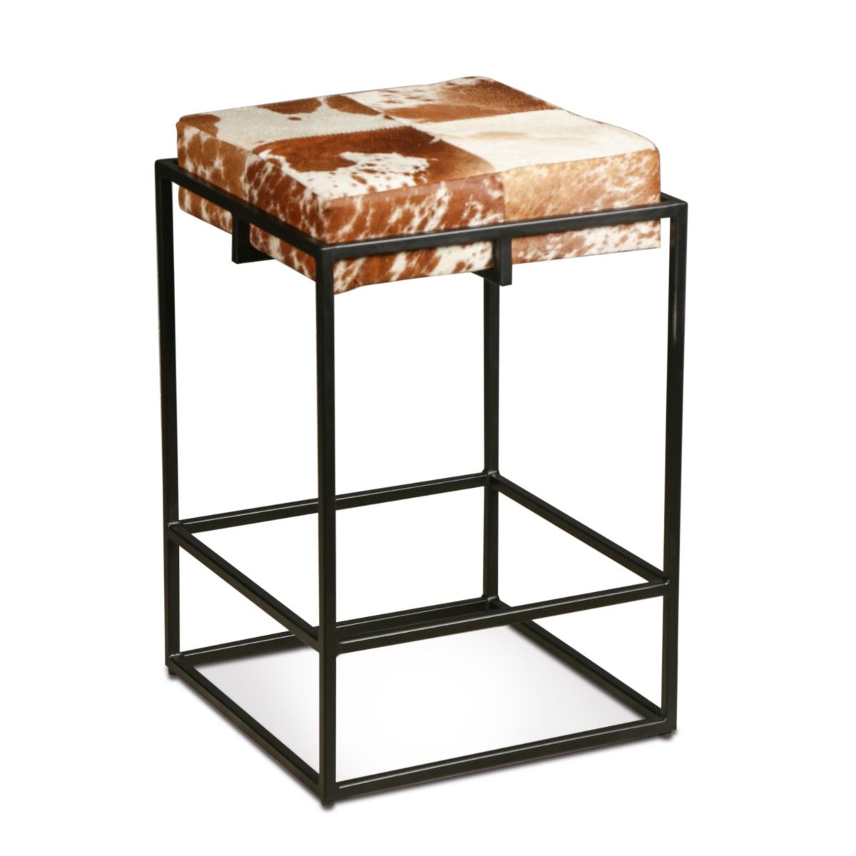 New York 17" Backless Counter Stool in Brown Cowhide from Home Trends & Design - Luna Furniture