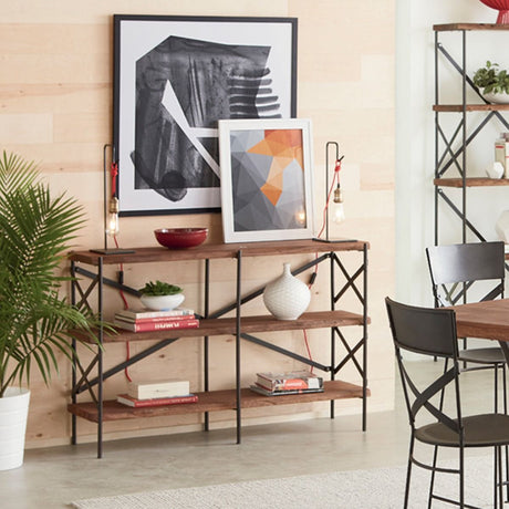 Organic Forge 56" Wide Bookshelf in Raw Walnut from Home Trends & Design - Luna Furniture