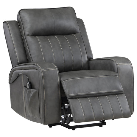 Foley Gray Upholstered Power Lift Recliner Chair from Coaster - Luna Furniture