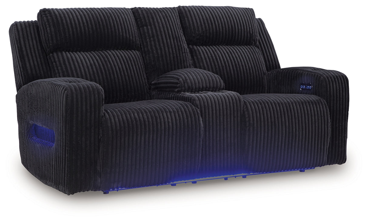 Forest Lake Black Power Reclining Loveseat with Console from Ashley - Luna Furniture