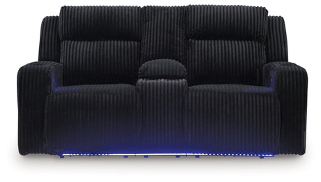 Forest Lake Black Power Reclining Loveseat with Console from Ashley - Luna Furniture