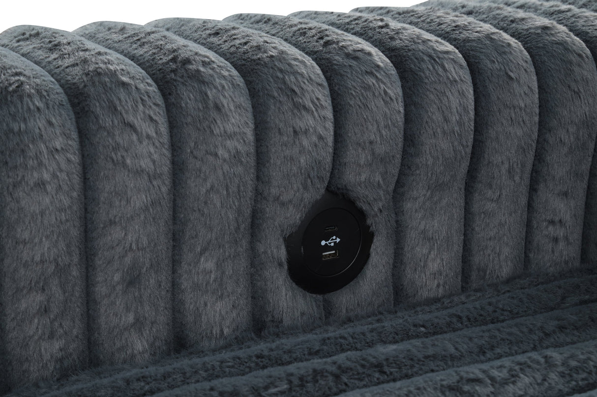 Forever Charcoal Sectional with Pull-Out Bed from Happy Homes - Luna Furniture