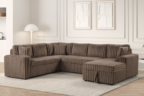 Forever Mocha Sectional with Pull-Out Bed from Happy Homes - Luna Furniture