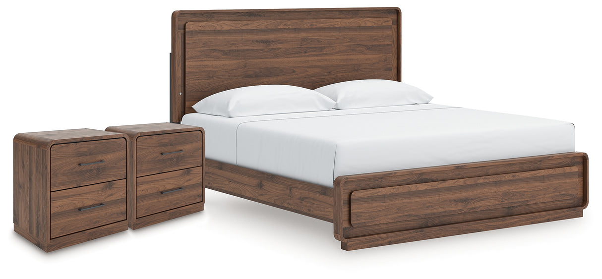 Fortlorn King Panel Bed and 2 Nightstands from Ashley - Luna Furniture