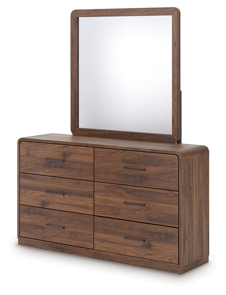 Fortlorn Walnut Brown Dresser and Mirror from Ashley - Luna Furniture