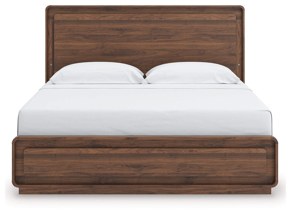 Fortlorn Walnut Brown King Panel Bed, Dresser and Nightstand from Ashley - Luna Furniture