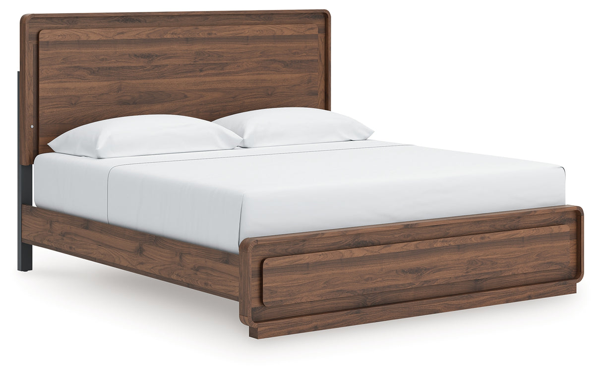 Fortlorn Walnut Brown King Panel Bed, Dresser and Nightstand from Ashley - Luna Furniture