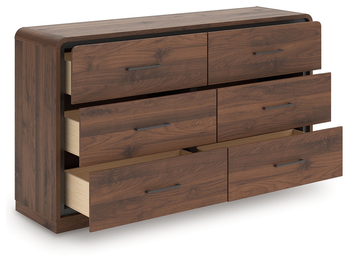Fortlorn Walnut Brown King Panel Bed, Dresser and Nightstand from Ashley - Luna Furniture