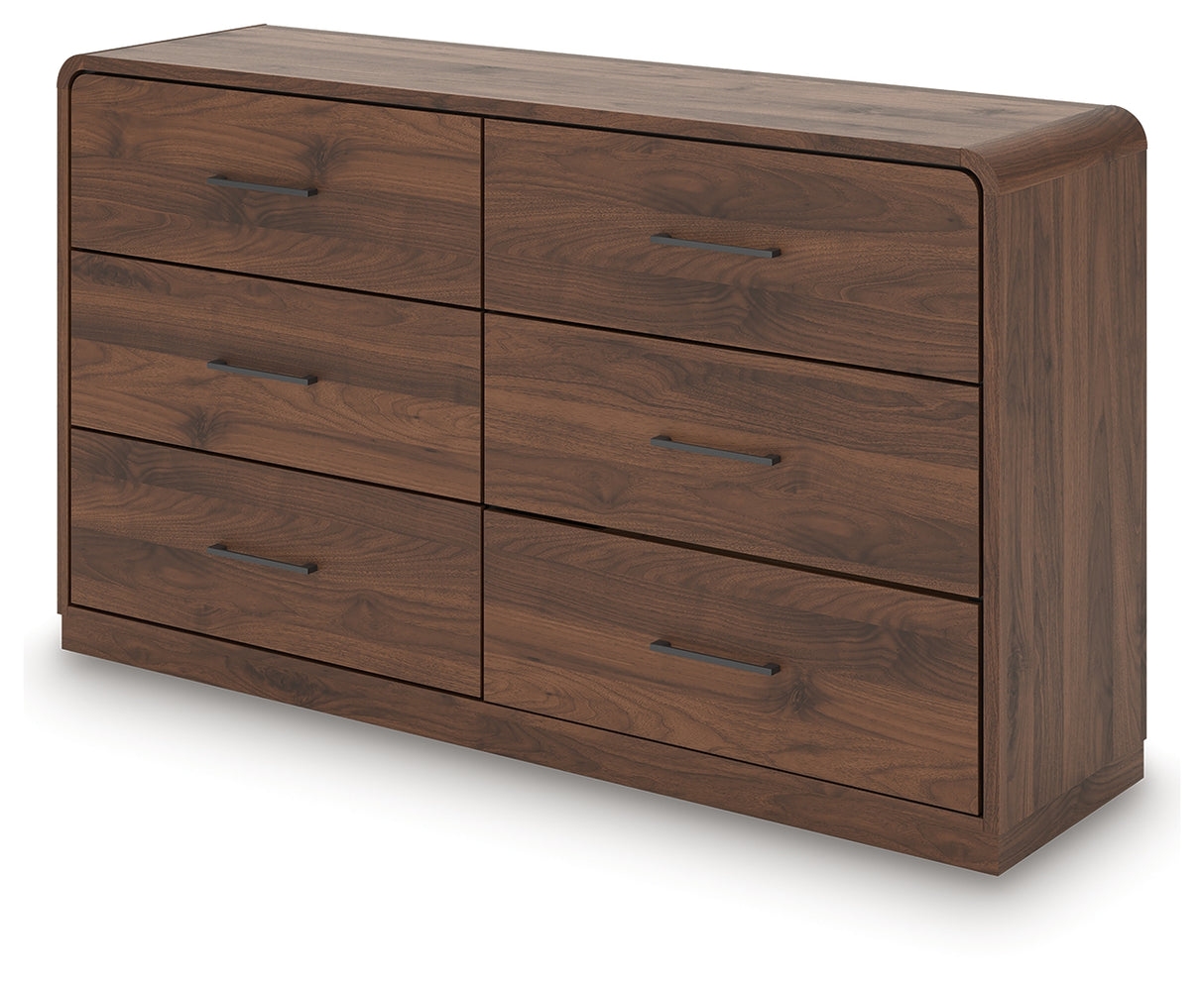 Fortlorn Walnut Brown King Panel Bed, Dresser and Nightstand from Ashley - Luna Furniture