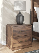 Fortlorn Walnut Brown Queen Panel Bed, Dresser, Mirror and Nightstand from Ashley - Luna Furniture