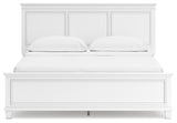 Fortman California King Panel Bed with Mirrored Dresser and Chest in White from Ashley - Luna Furniture