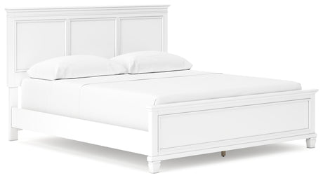 Fortman California King Panel Bed with Mirrored Dresser, Chest and 2 Nightstands in White from Ashley - Luna Furniture