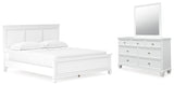Fortman California King Panel Bed with Mirrored Dresser in White from Ashley - Luna Furniture
