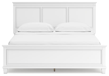 Fortman California King Panel Bed with Mirrored Dresser in White from Ashley - Luna Furniture