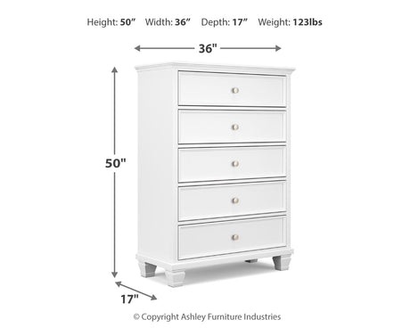 Fortman California King Panel Storage Bed with Dresser and Chest in White from Ashley - Luna Furniture