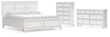 Fortman California King Panel Storage Bed with Dresser and Chest in White from Ashley - Luna Furniture