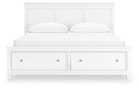 Fortman California King Panel Storage Bed with Dresser and Chest in White from Ashley - Luna Furniture