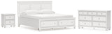 Fortman California King Panel Storage Bed with Dresser and Nightstand in White from Ashley - Luna Furniture